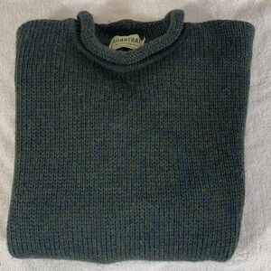 Suantrai Men’s Wool Sweater - Forest Green - Rolled Collar XL